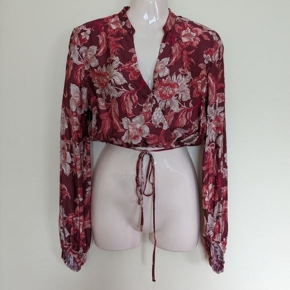 Zara voluminous floral printed blouse top small - Picture 4 of 14